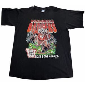 Vintage Wisconsin Badgers Salem Sportswear Bucky Mascot Rose Bowl Men's XL Shirt